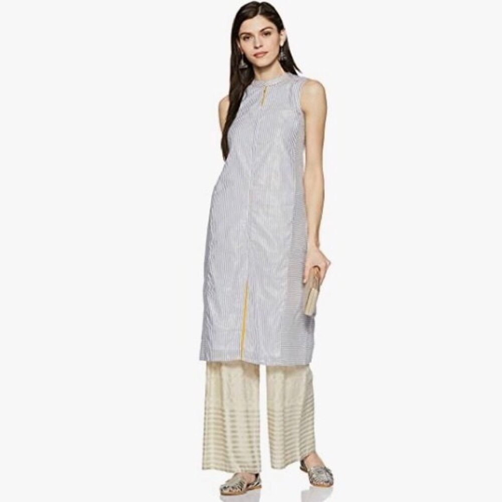 Aurelia XXL Kurta Blue Striped Indian Attire